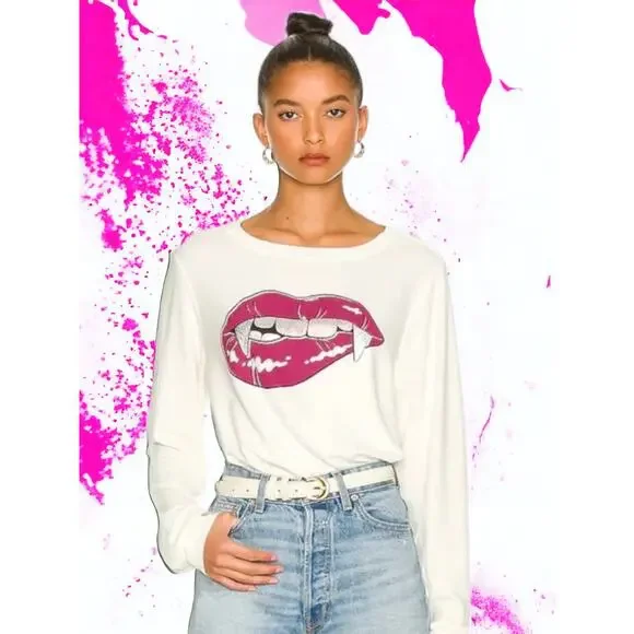 NWT Wildfox Couture Love Bites Sweatshirt in Vanilla S MSRP $95 - Picture 1 of 6